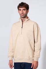 Men's Half Zip Melton Regular Fit Sweatshirt With A Distinctive Back Print