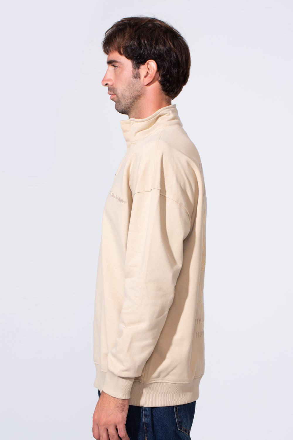 Men's Half Zip Melton Regular Fit Sweatshirt With A Distinctive Back Print