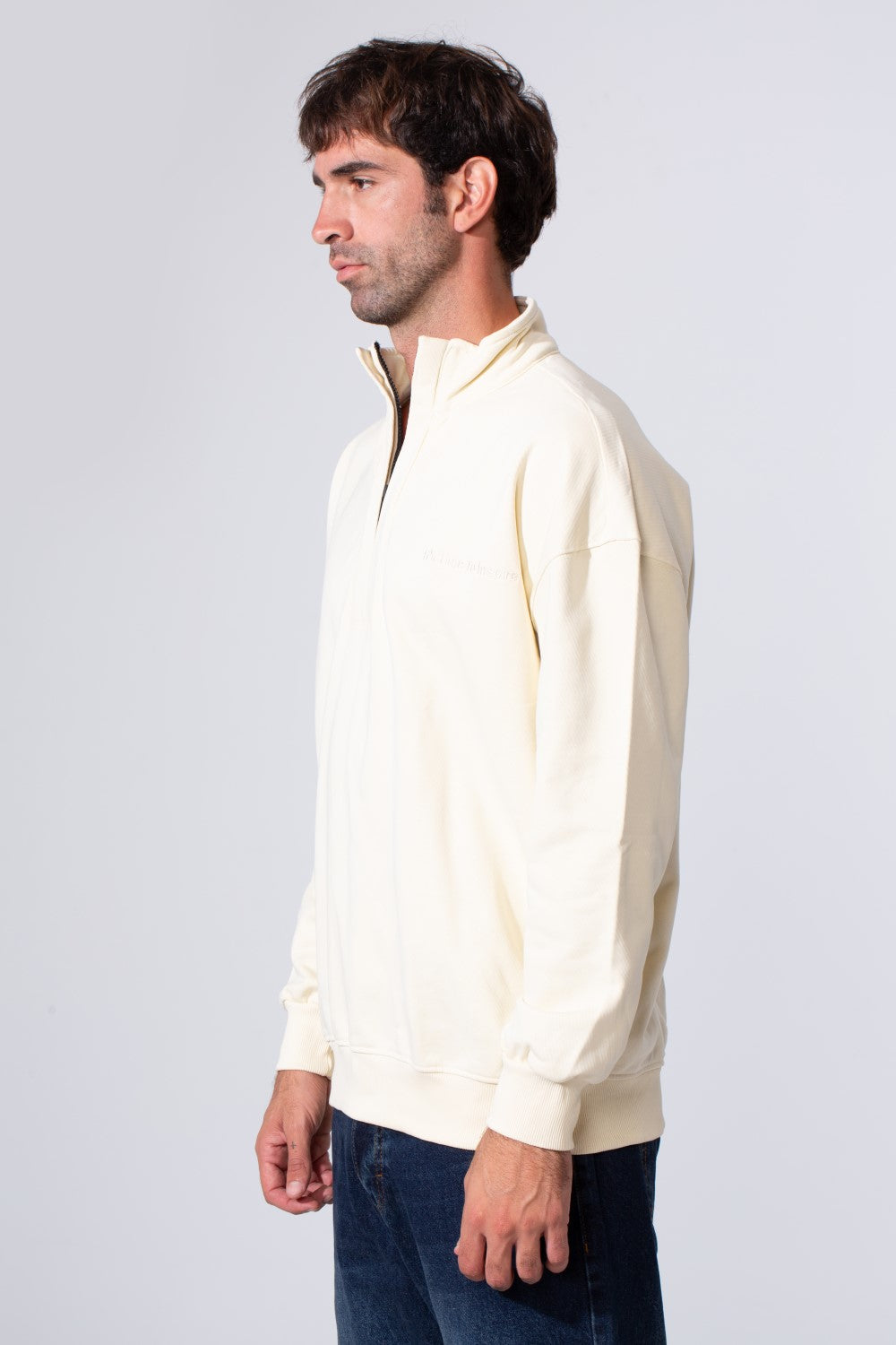 Men's Half Zip Melton Regular Fit Sweatshirt With A Distinctive Back Print