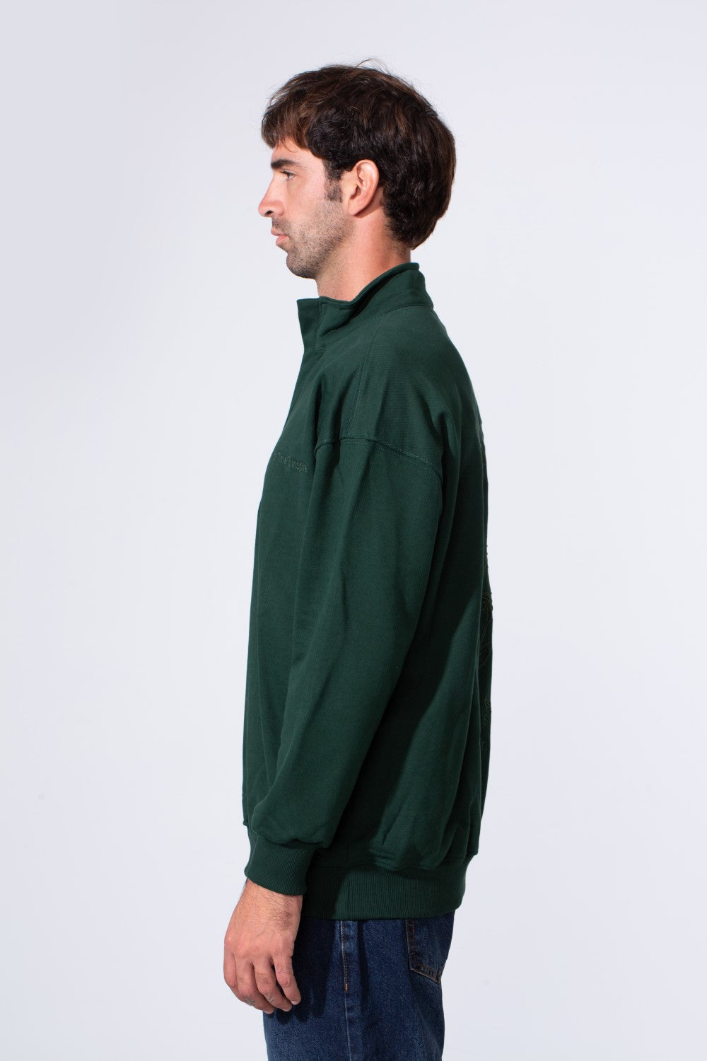 Men's Half Zip Melton Regular Fit Sweatshirt With A Distinctive Back Print