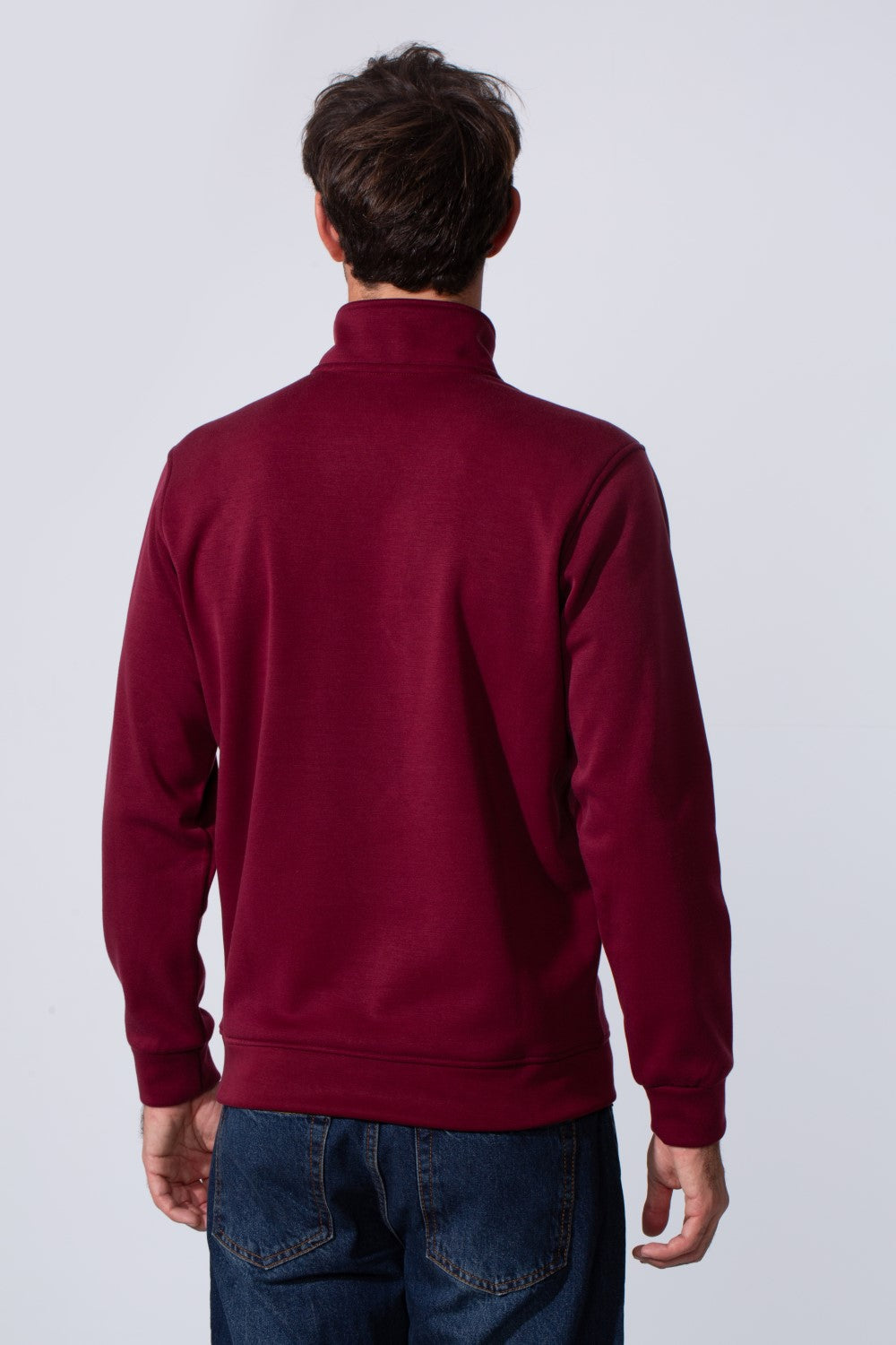 Men's Front Half Zip Slim Fit Long Collar Sweatshirt