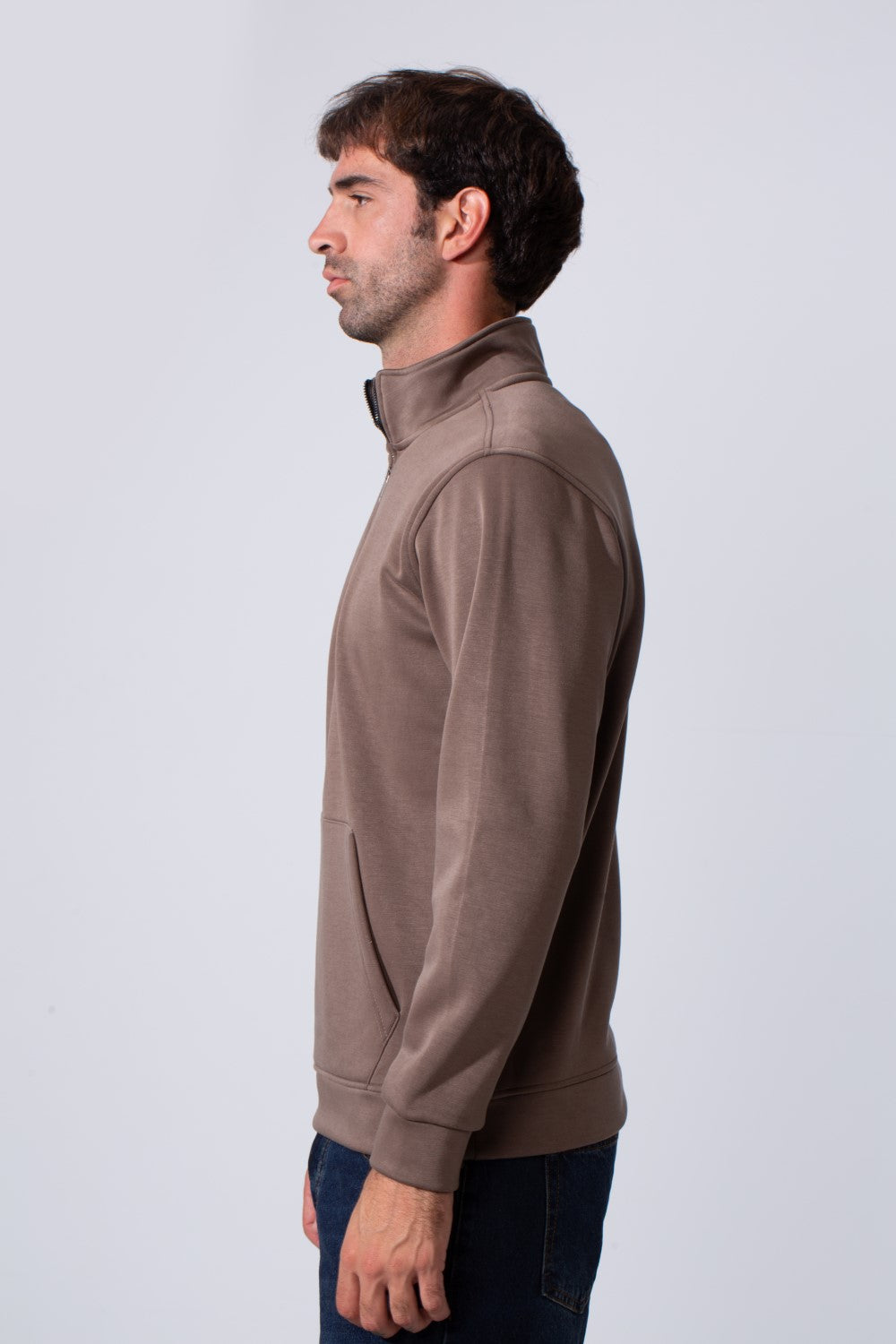 Men's Front Half Zip Slim Fit Long Collar Sweatshirt