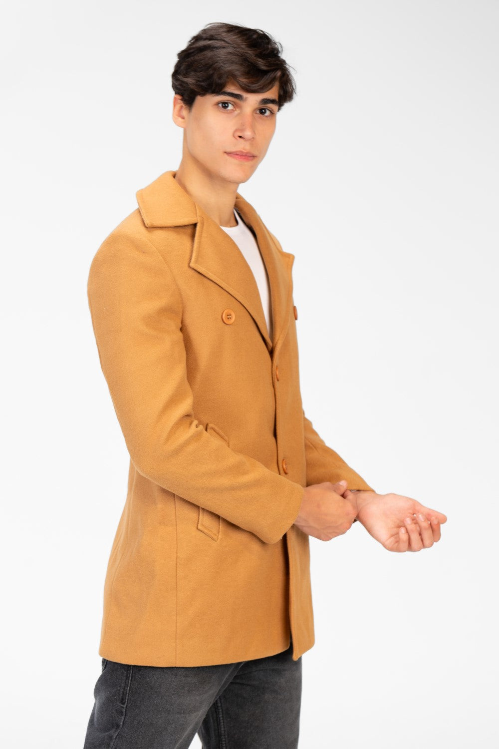 Men's Long Gogh Coat With Long Sleeves And Pockets