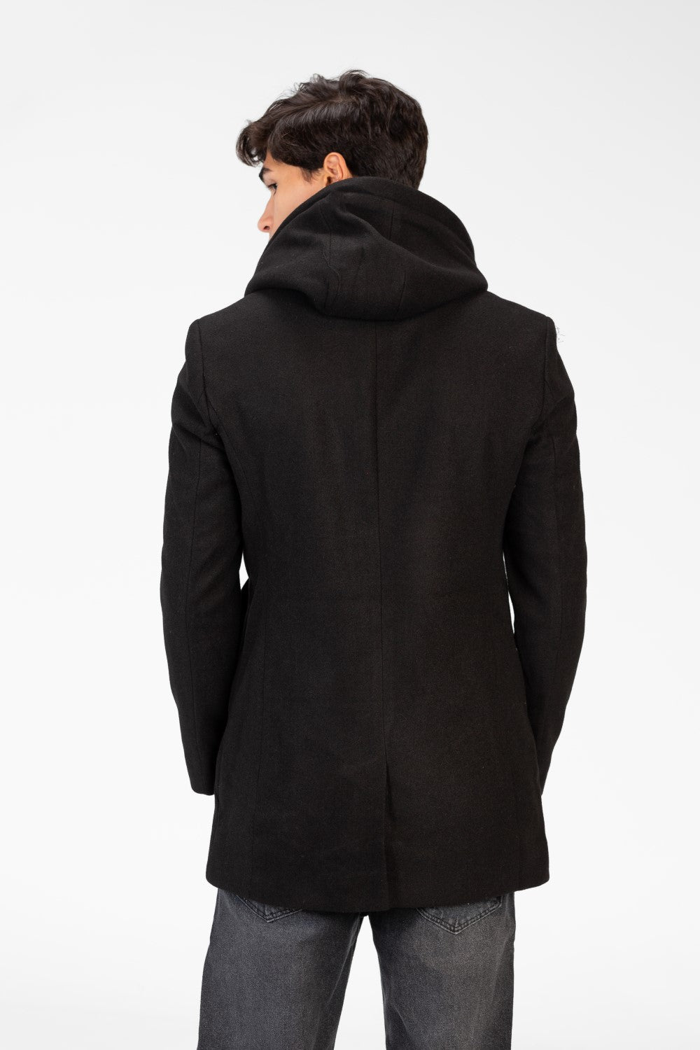 Men's Long Hooded Coat With Long Sleeves