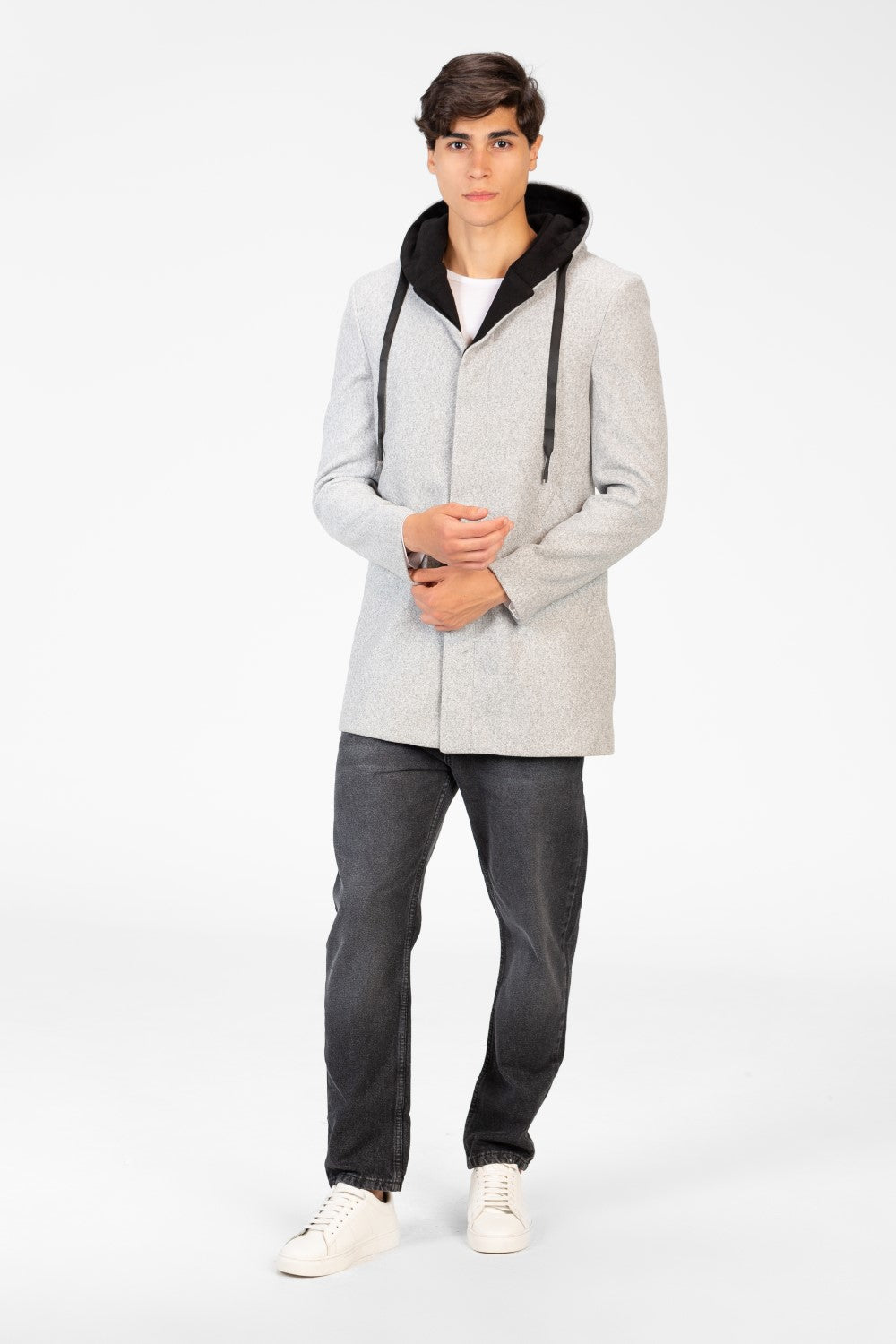 Men's Long Hooded Coat With Long Sleeves