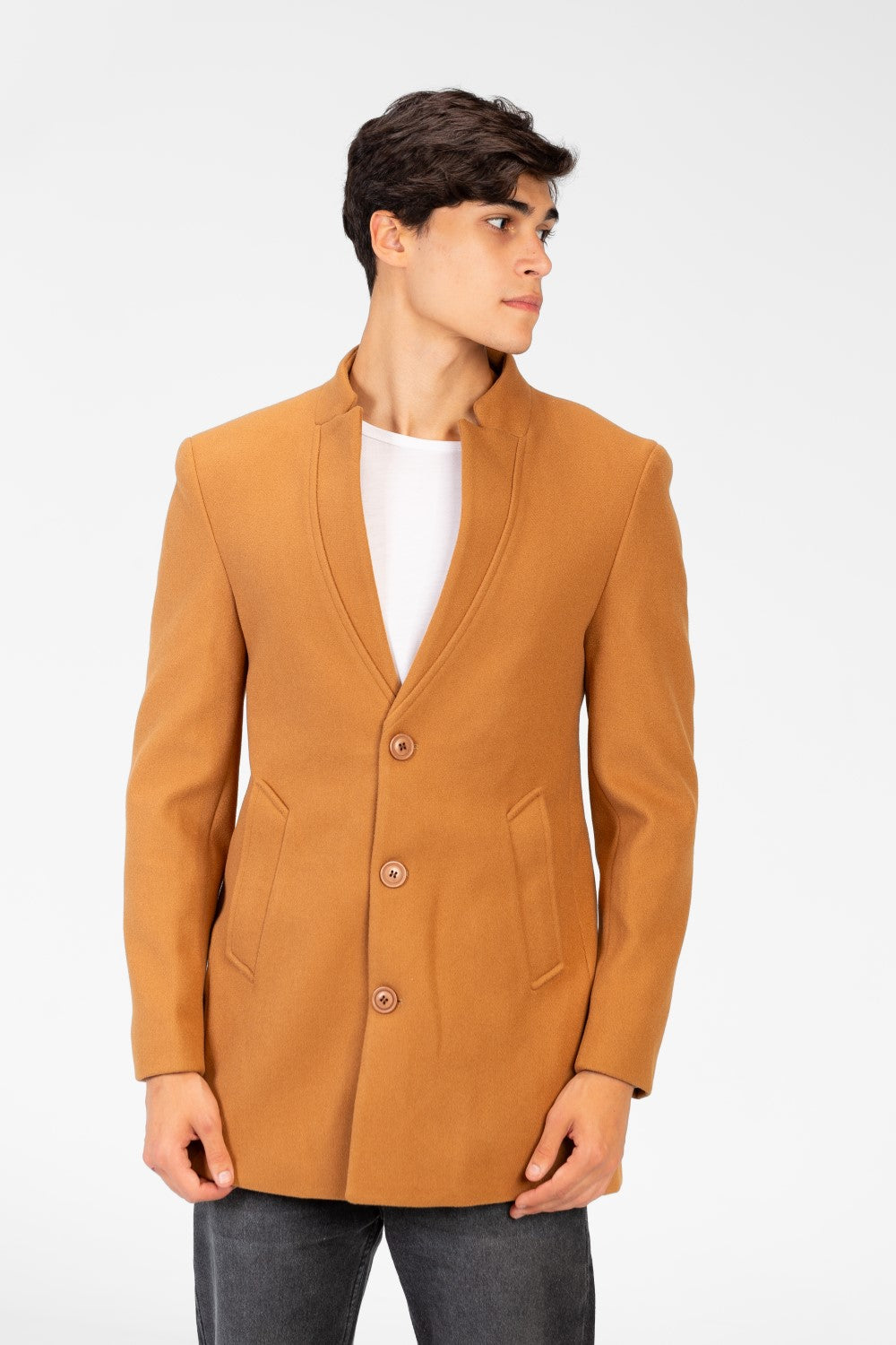 Men's Gogh Coat With Front Buttons And A Modern Cut