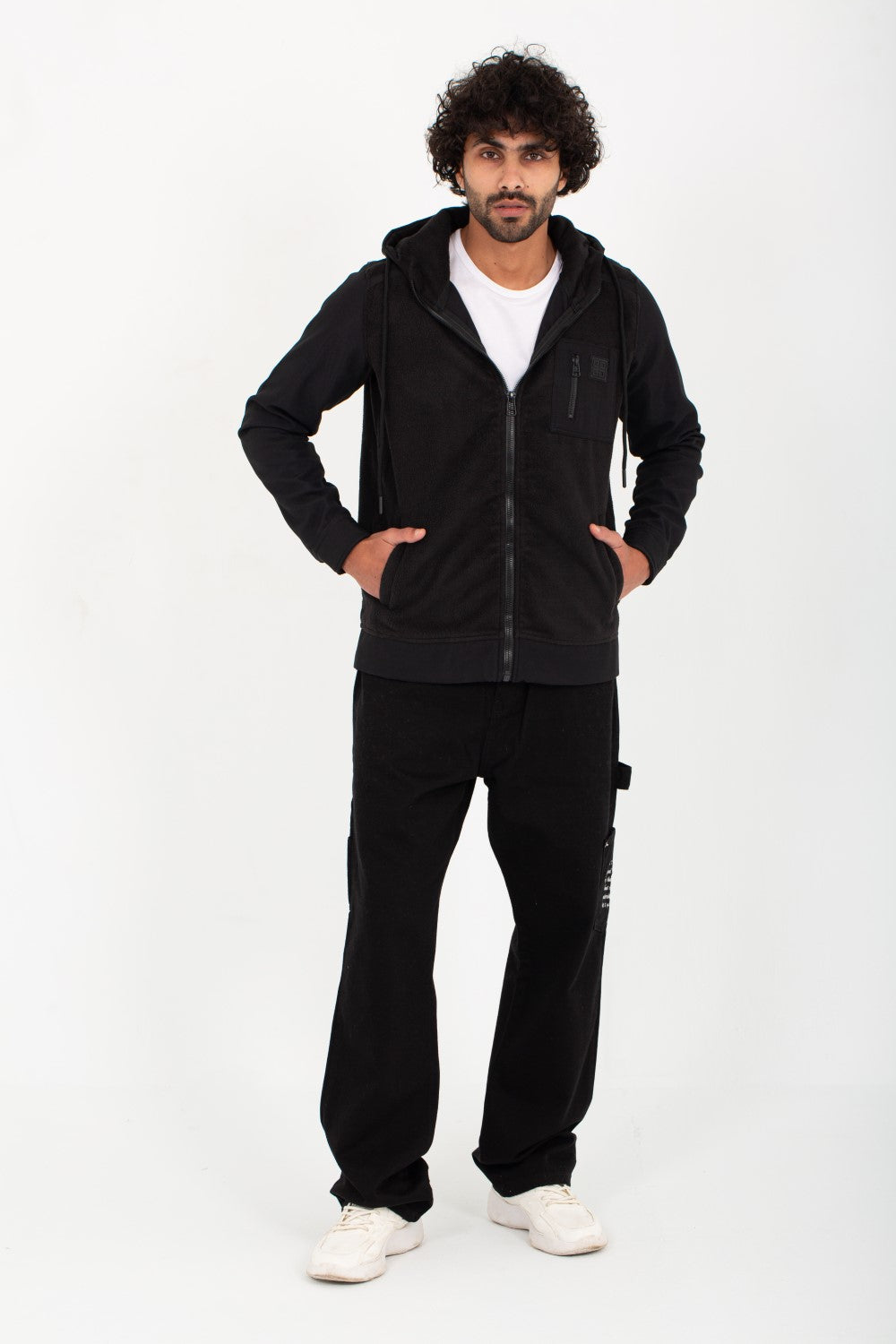 Men's Hooded Full Zipper Basic With Front & Side Pockets Padded Sweatshirt