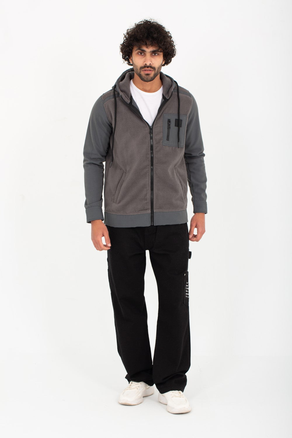 Men's Hooded Full Zipper Basic With Front & Side Pockets Padded Sweatshirt