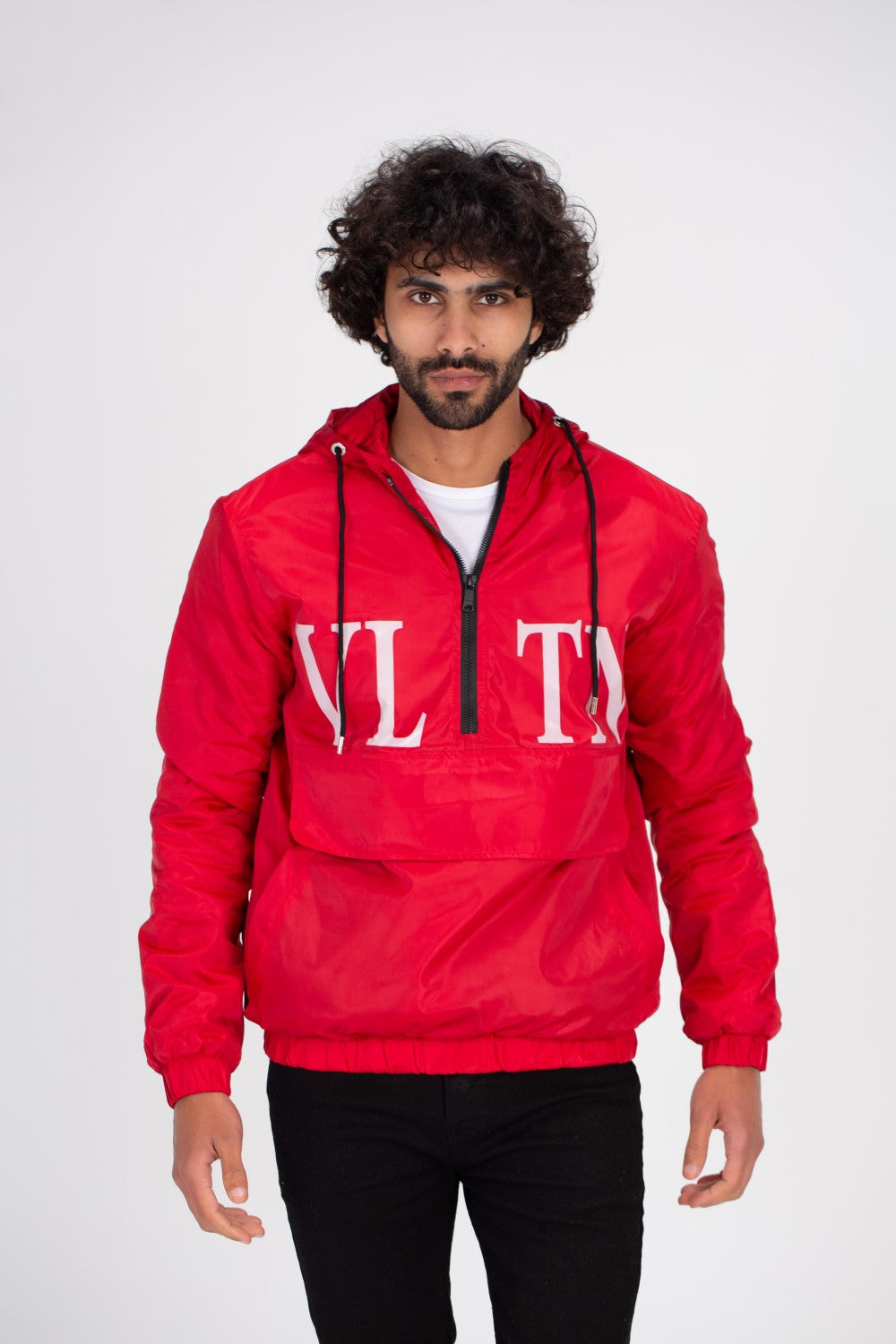Men's Casual Half Zipper Front Printed Waterproof Sweatshirt