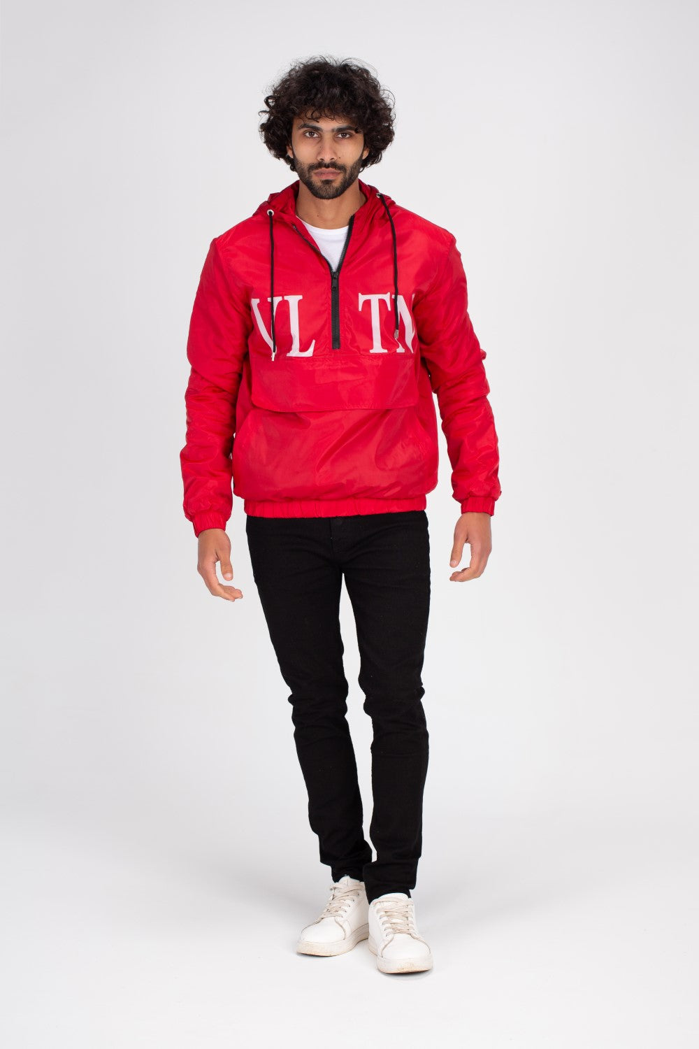 Men's Casual Half Zipper Front Printed Waterproof Sweatshirt
