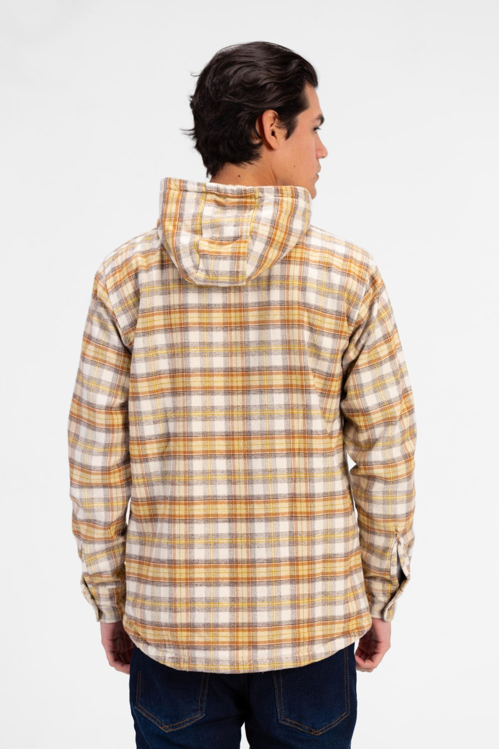 Men's Slim Fit Full Zip Fur Padded Checked Shirt