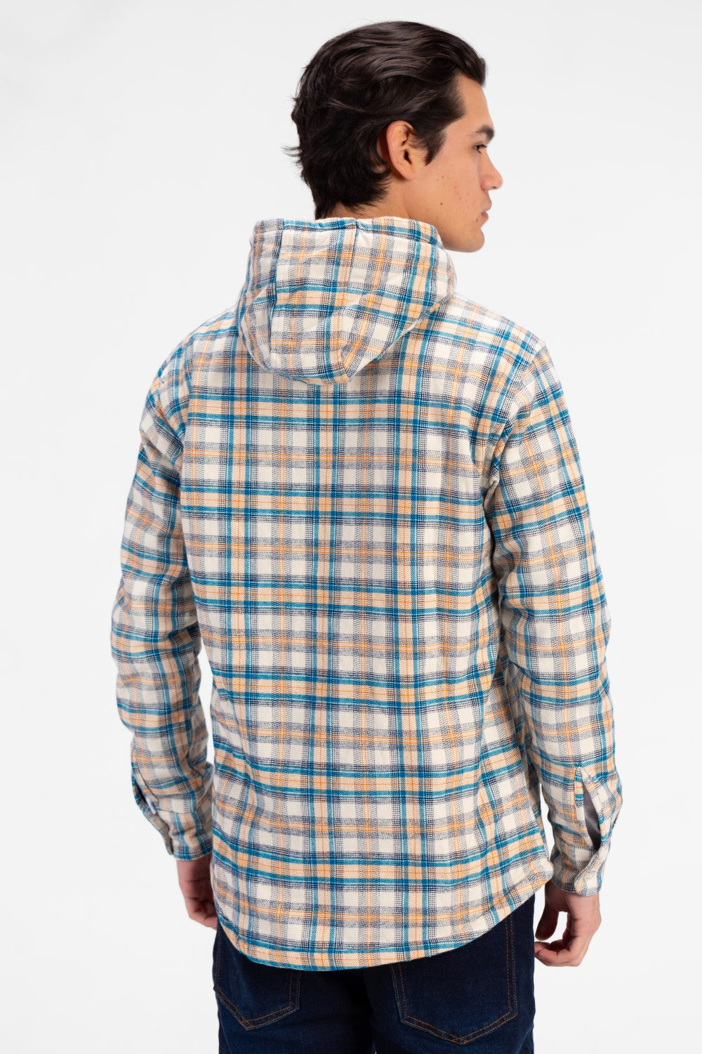 Men's Slim Fit Full Zip Fur Padded Checked Shirt