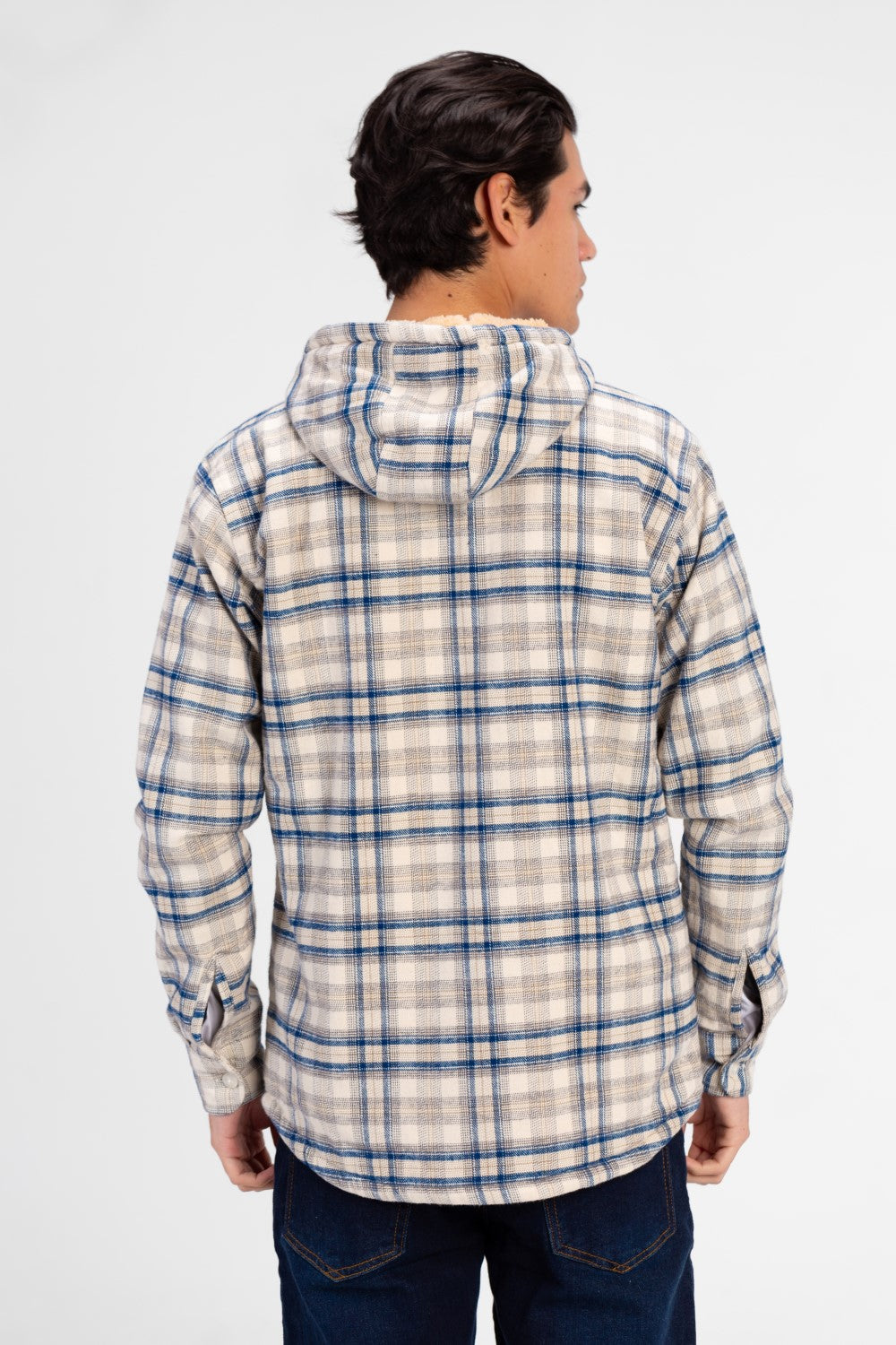 Men's Slim Fit Full Zip Fur Padded Checked Shirt