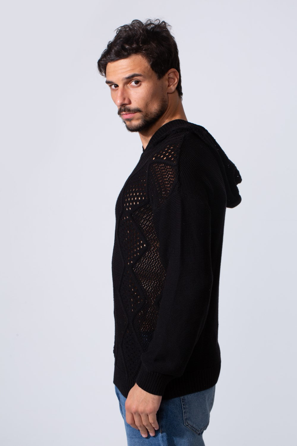 Men's Slim Fit Cotton Transparent Hood Pullover With Long Sleeves