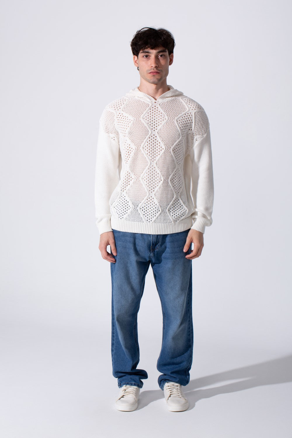 Men's Slim Fit Cotton Transparent Hood Pullover With Long Sleeves