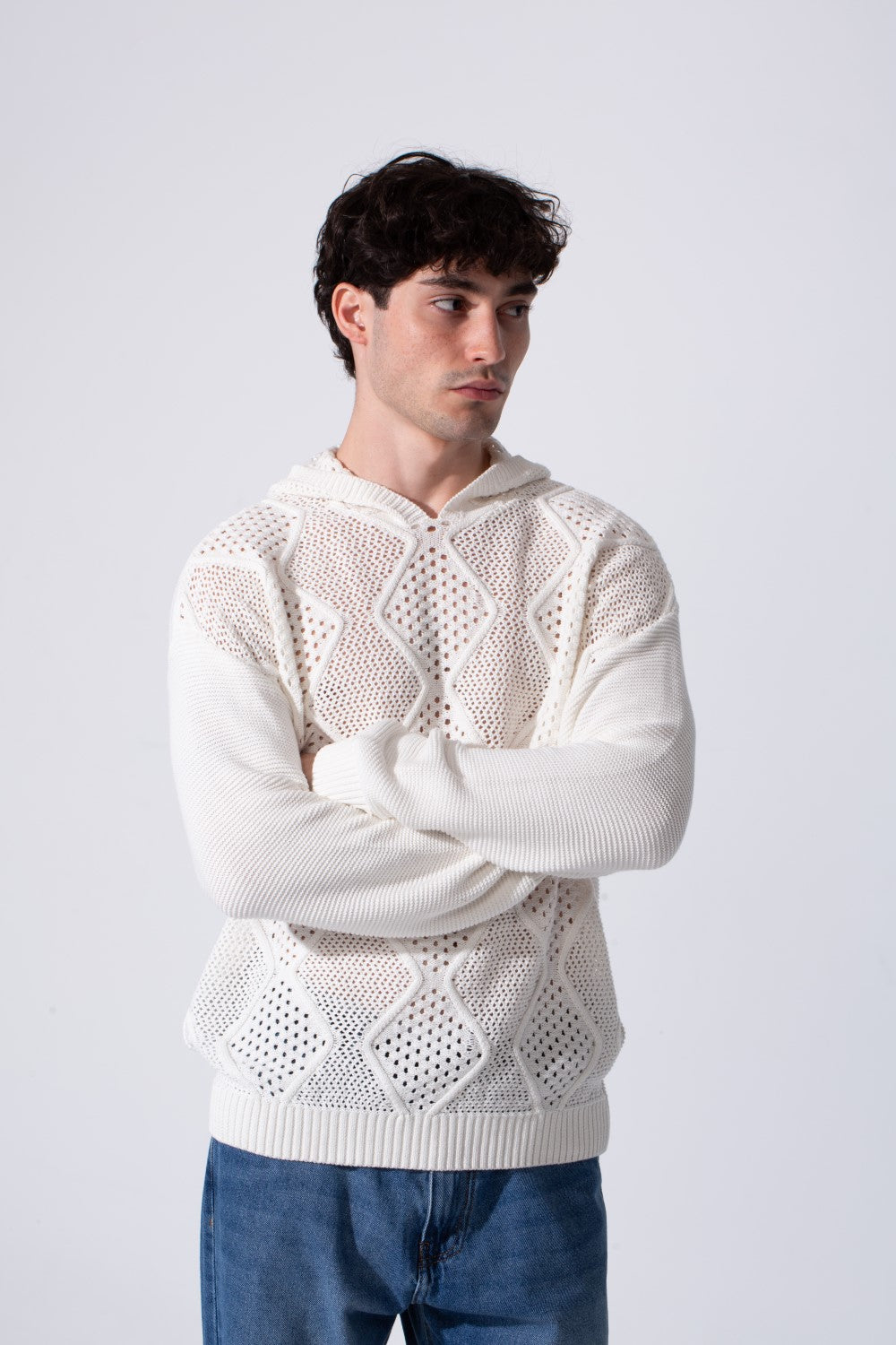 Men's Slim Fit Cotton Transparent Hood Pullover With Long Sleeves