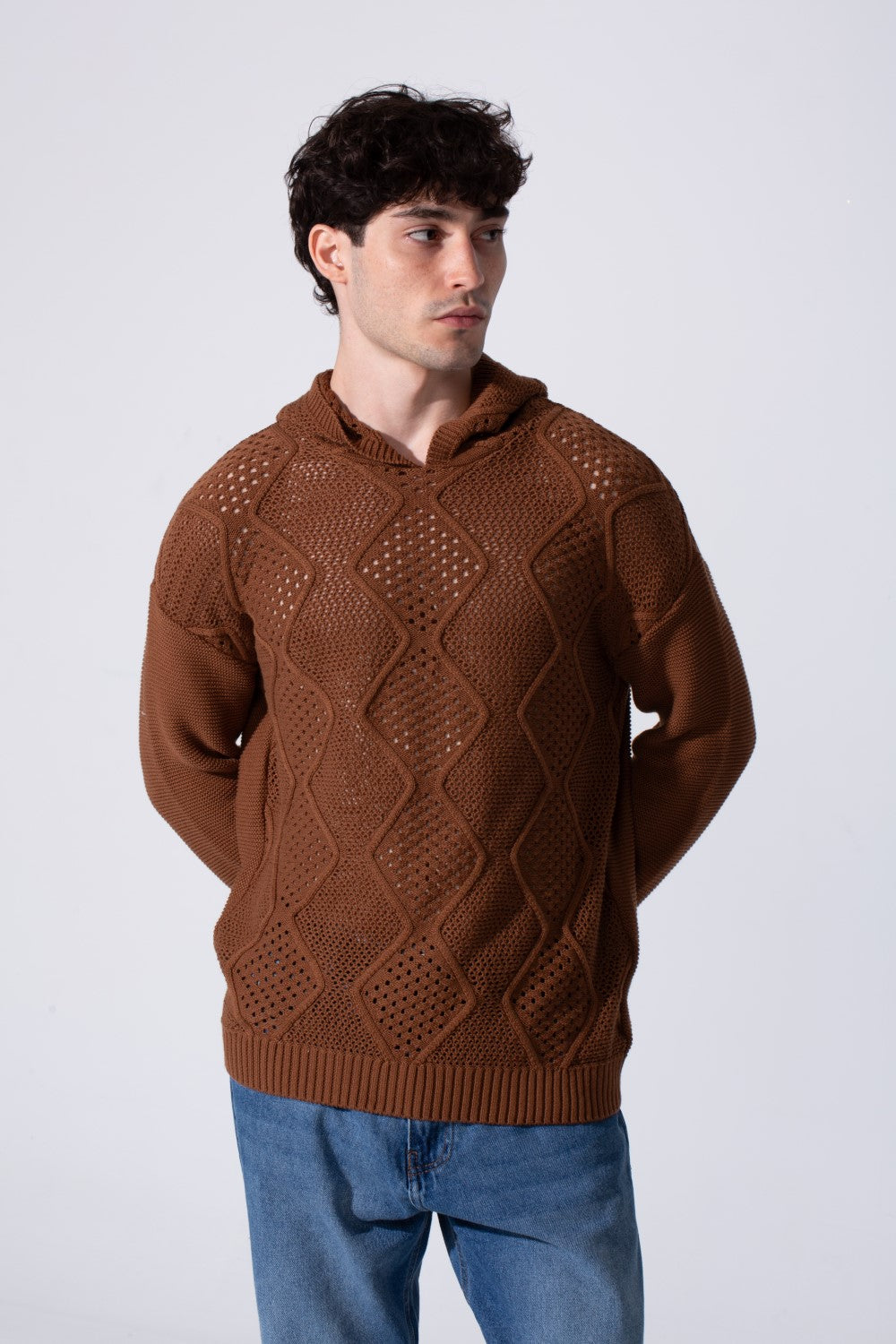 Men's Slim Fit Cotton Transparent Hood Pullover With Long Sleeves