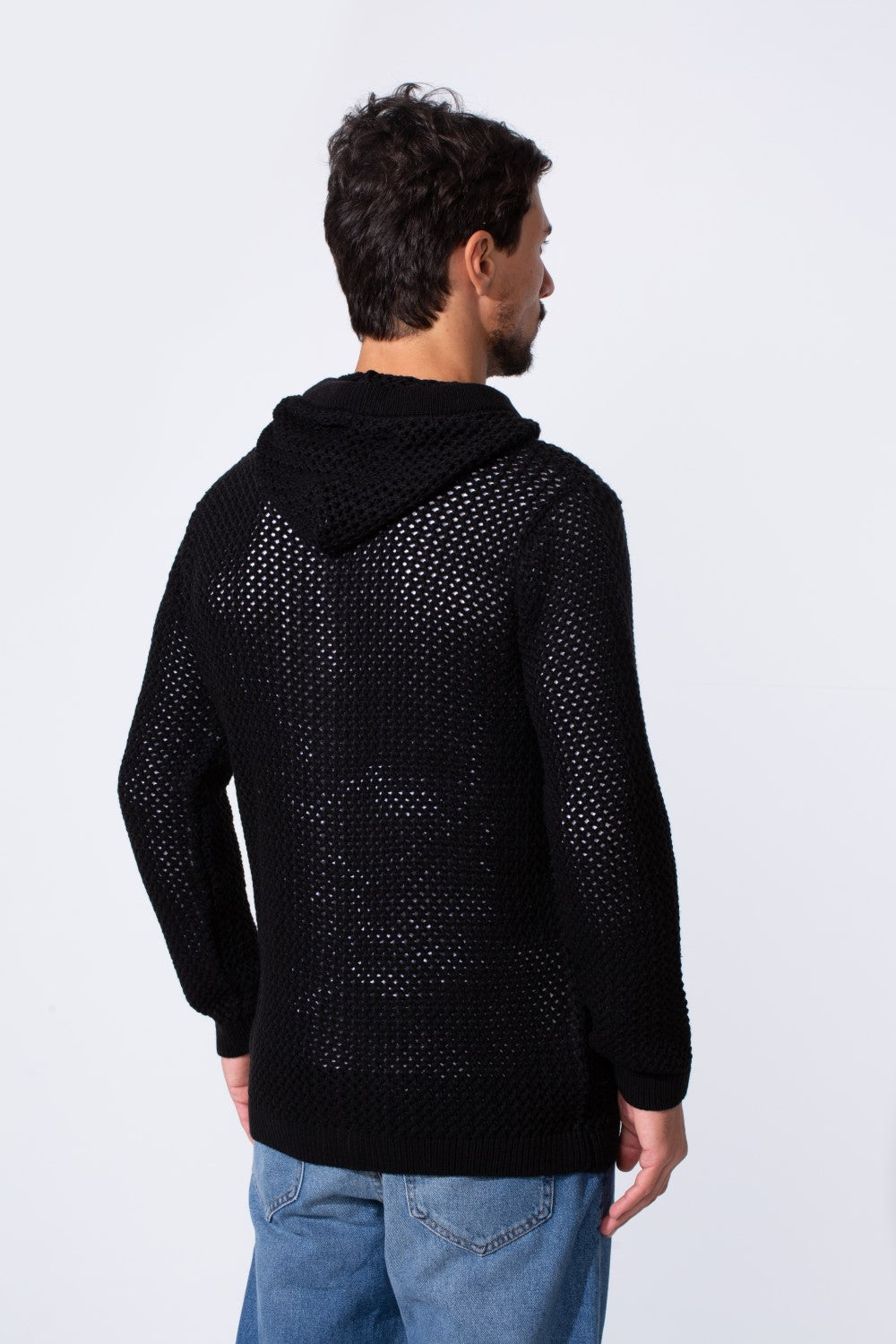 Men's Transparent Zip-Up Hood Slim Fit Pullover