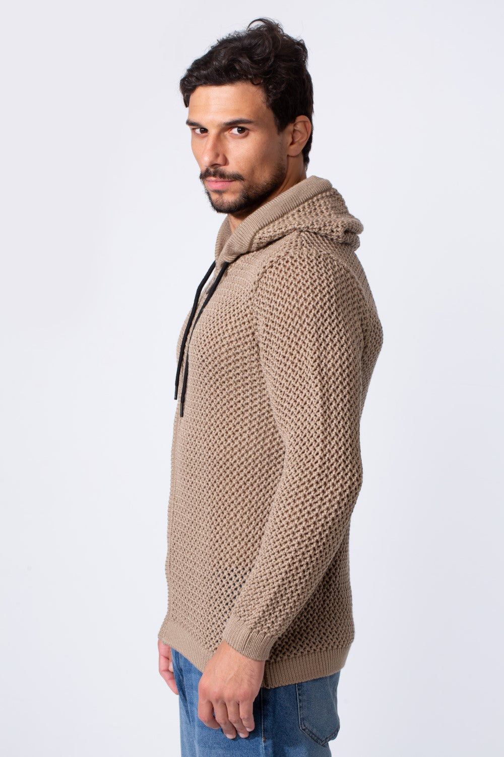 Men's Transparent Zip-Up Hood Slim Fit Pullover