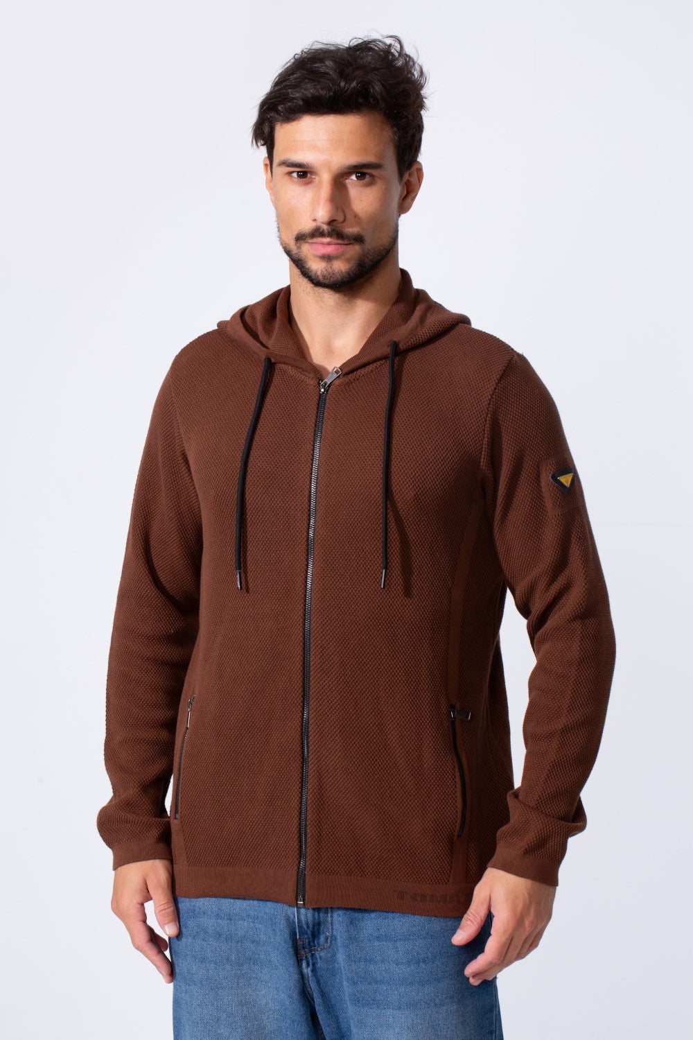 Men's Slim Fit Cotton Hood Pullover With Long Sleeves And Pockets