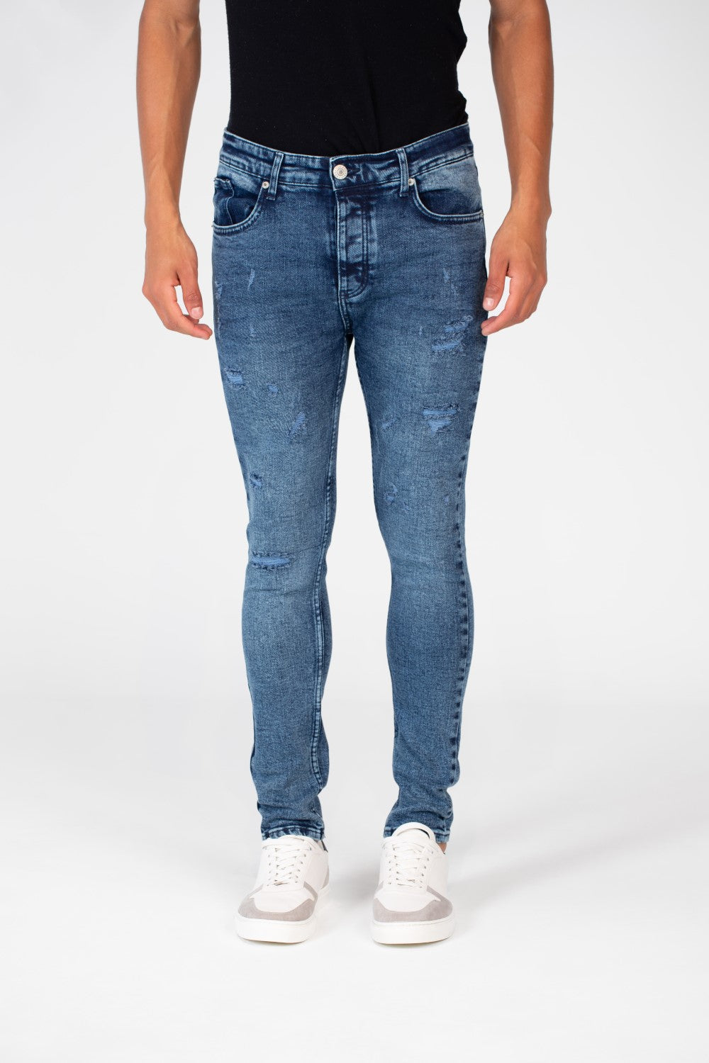 Men's Skinny Cutting Jeans Pants With Five Pockets And Badge Tomato In The Back
