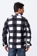 Men's Winter Wool Slim Fit Long Sleeves Shirt With Pockets