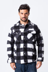 Men's Winter Wool Slim Fit Long Sleeves Shirt With Pockets