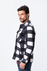 Men's Winter Wool Slim Fit Long Sleeves Shirt With Pockets