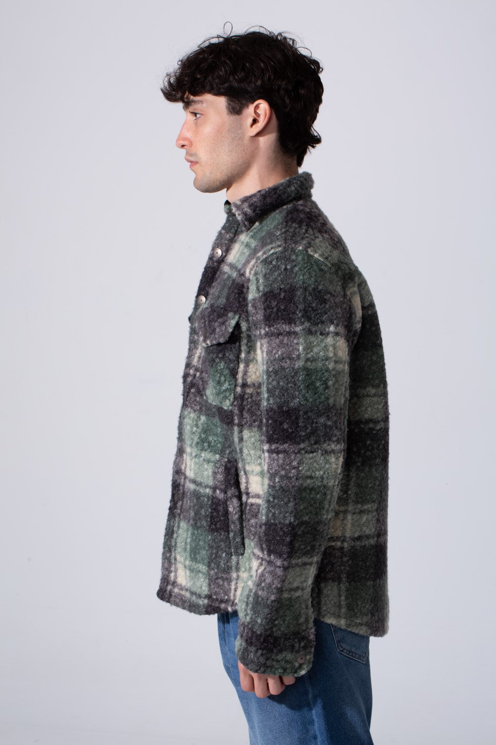 Men's Winter Slim Fit Woolen Shirt With Full Front Buttons And Long Sleeves