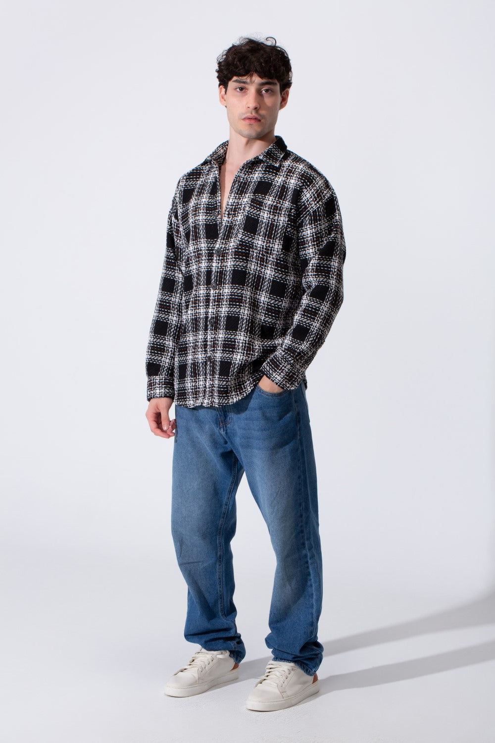 Men's Winter Wool Slim Fit Shirt With Front Pocket And Long Sleeves