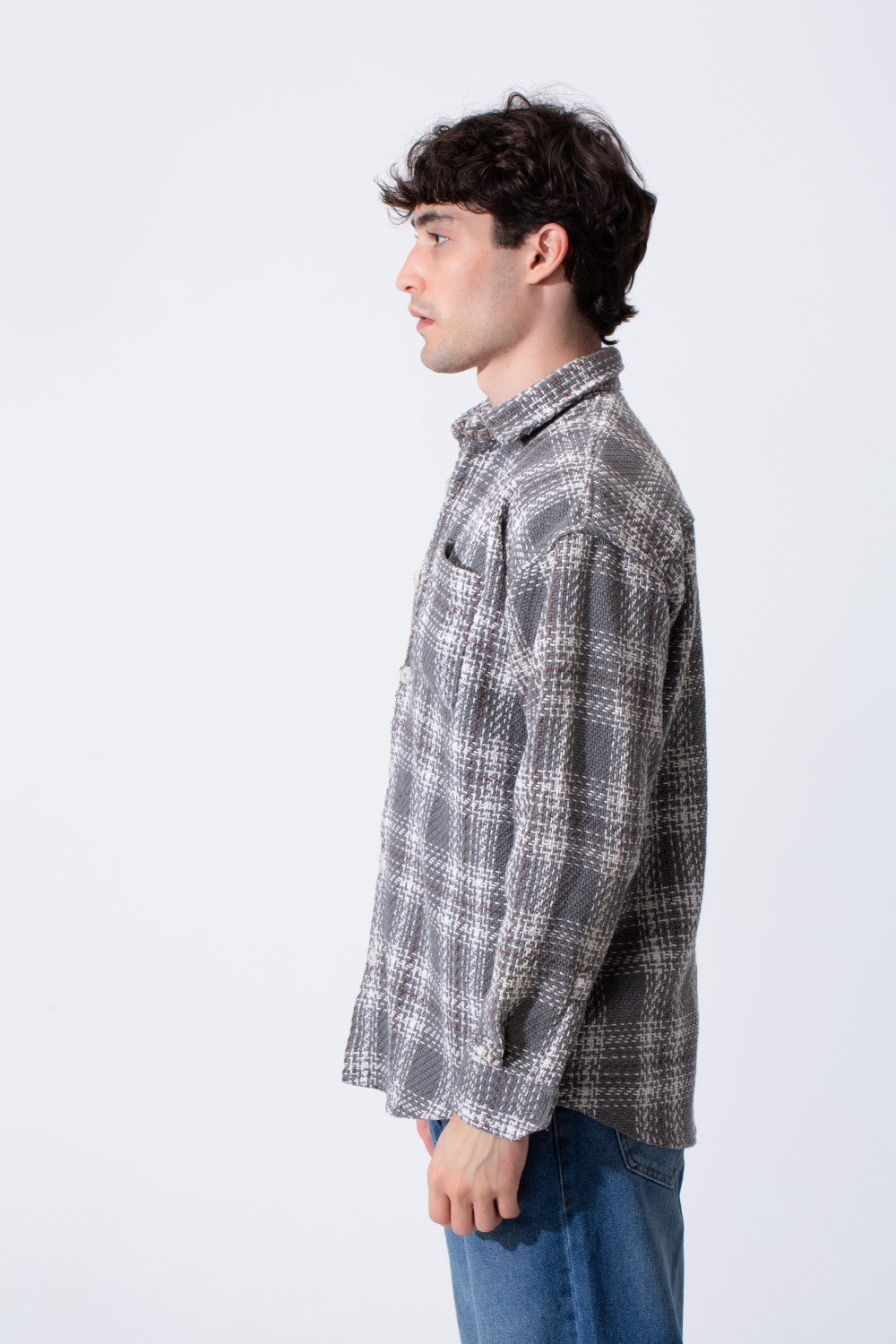 Men's Winter Wool Slim Fit Shirt With Front Pocket And Long Sleeves