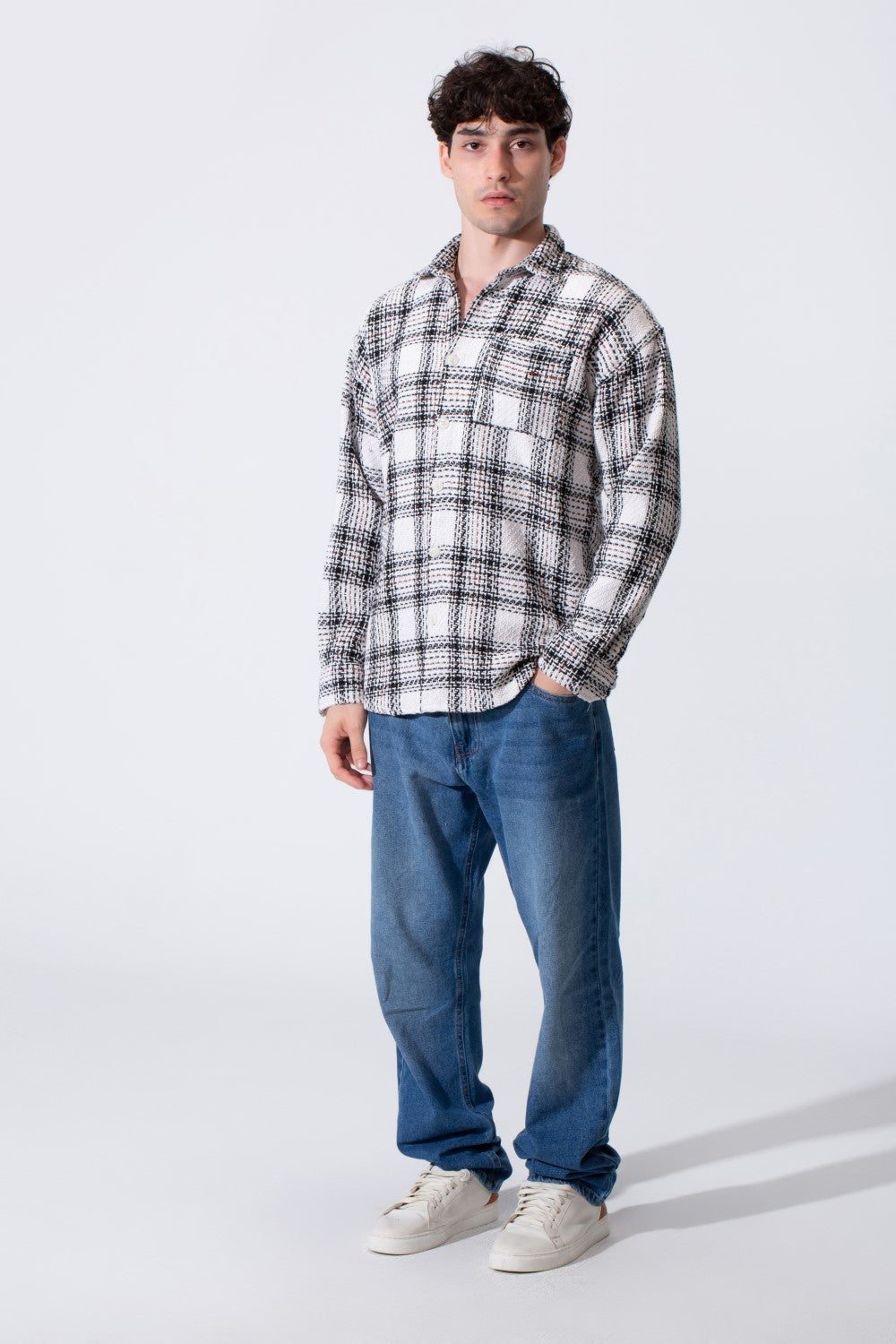 Men's Winter Wool Slim Fit Shirt With Front Pocket And Long Sleeves