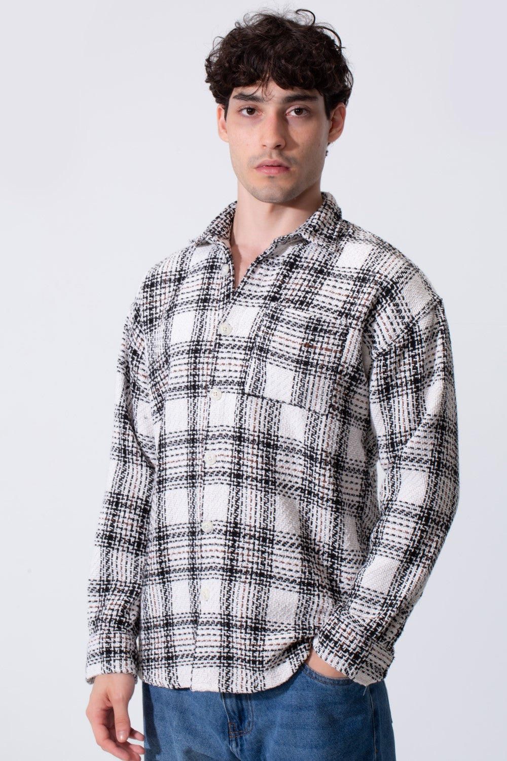 Men's Winter Wool Slim Fit Shirt With Front Pocket And Long Sleeves