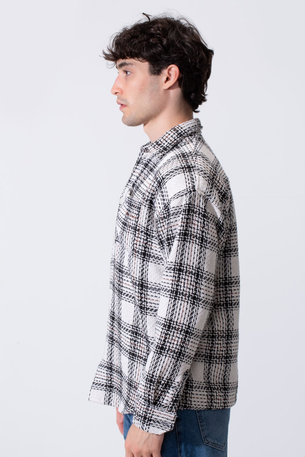 Men's Winter Wool Slim Fit Shirt With Front Pocket And Long Sleeves