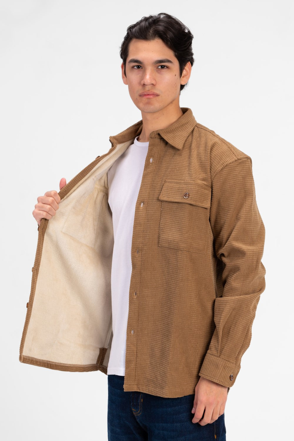 Men's Slim Fit Velvet Front Button Shirt