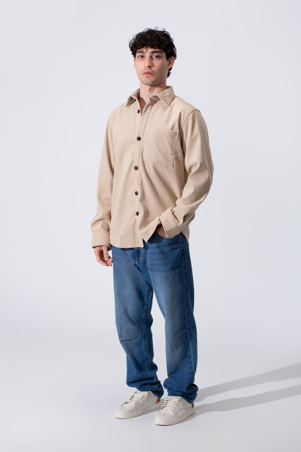 Men's Long Sleeved Winter Regular Fit Velvet Shirt