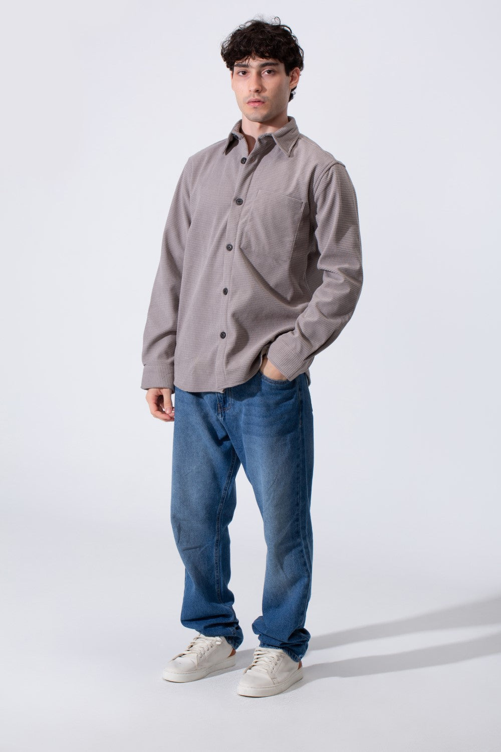 Men's Long Sleeved Winter Regular Fit Velvet Shirt