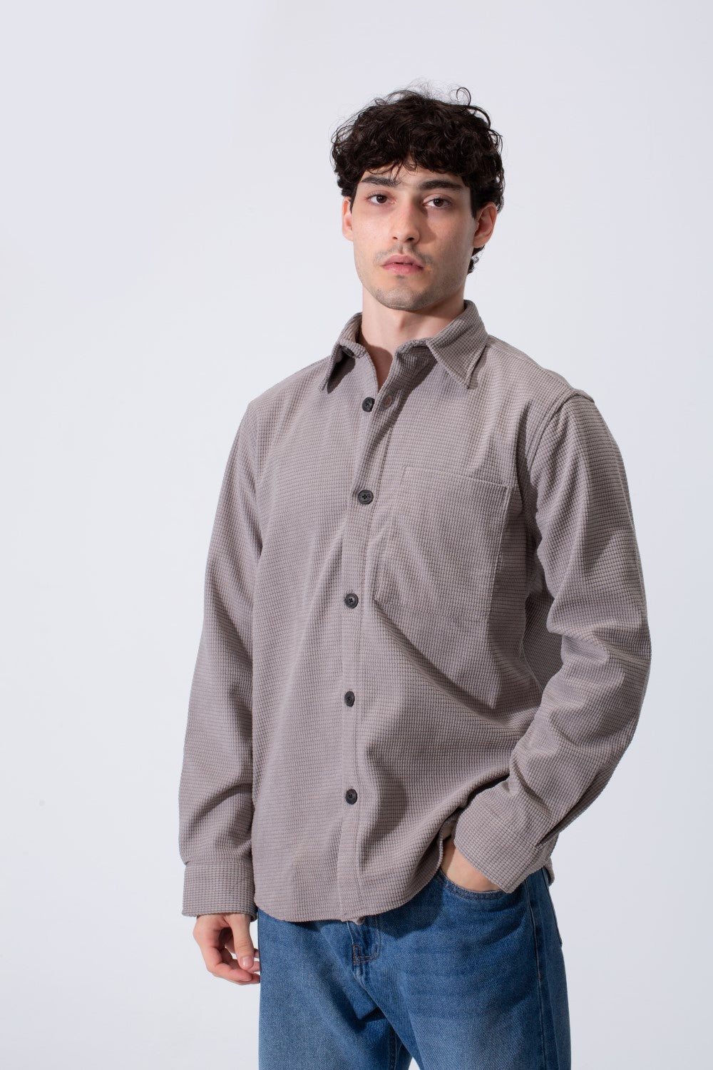 Men's Long Sleeved Winter Regular Fit Velvet Shirt