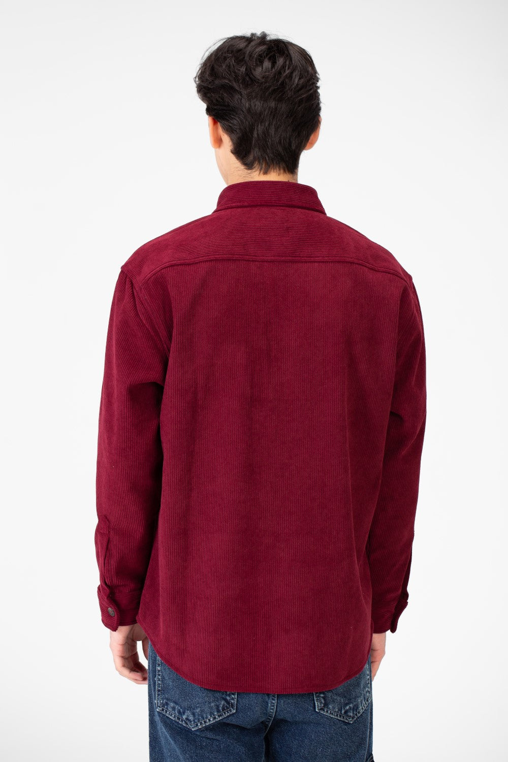 Men's Basic Velvet Shirt With Front Pockets And Long Sleeves