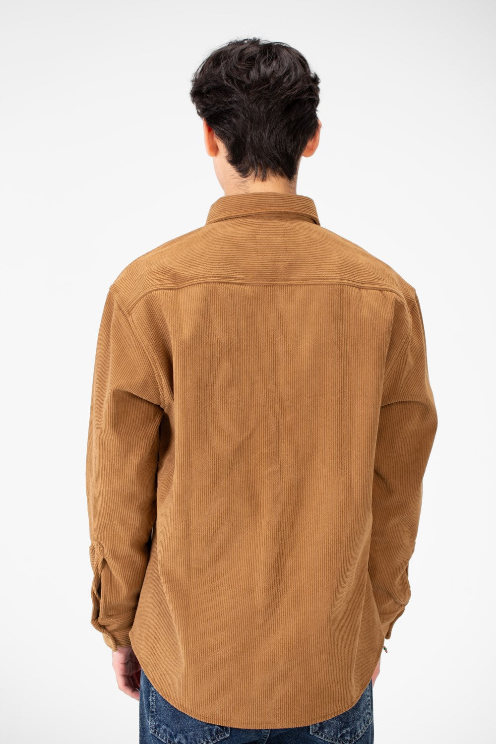 Men's Basic Velvet Shirt With Front Pockets And Long Sleeves