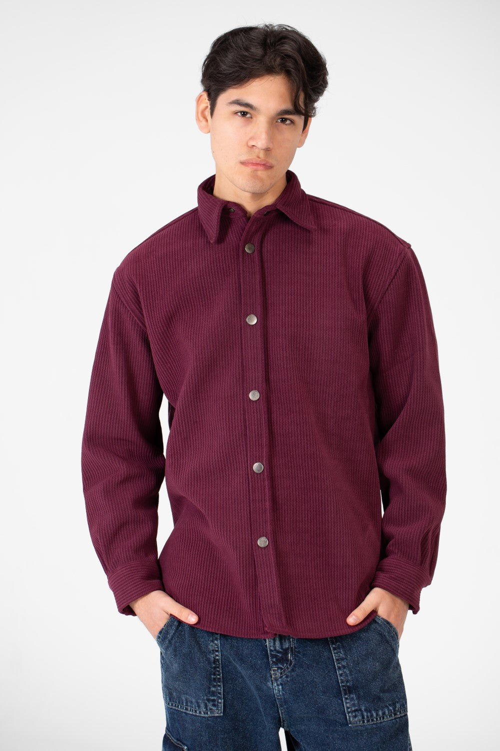 Men's Basic Winter Shirt In Practical and Comfortable Velvet Material