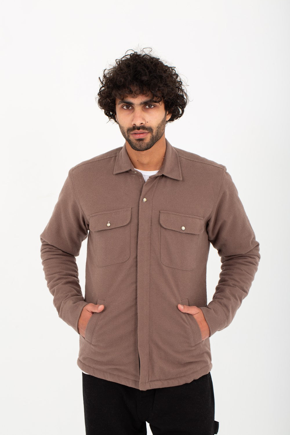 Men's Regular Fit Padded Soft Wool Front Pockets Shirt