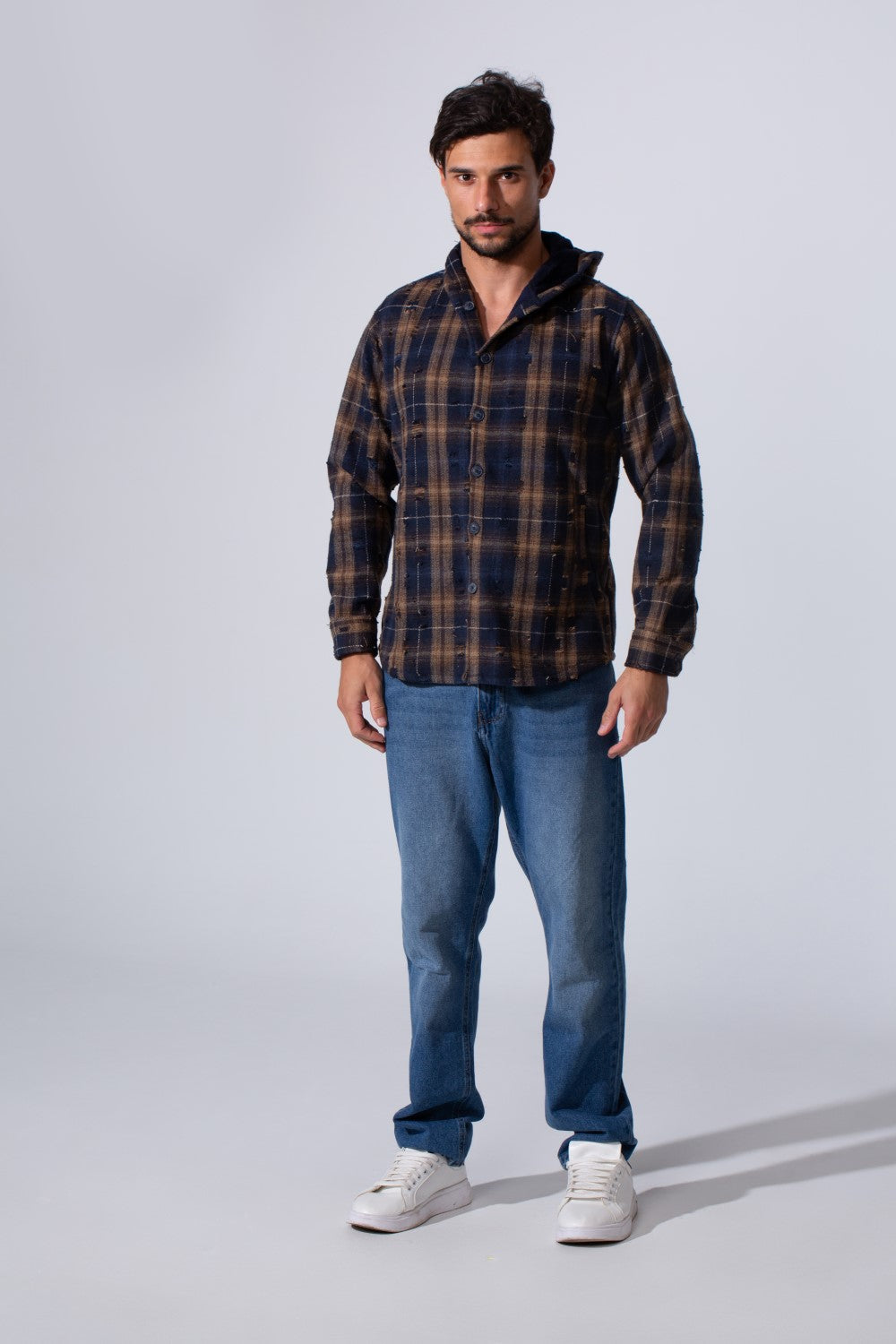 Men's Winter Padded Slim Fit Long Sleeve Shirt