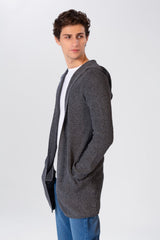 Men's Hooded Cotton Cardigan Pullover With Pockets