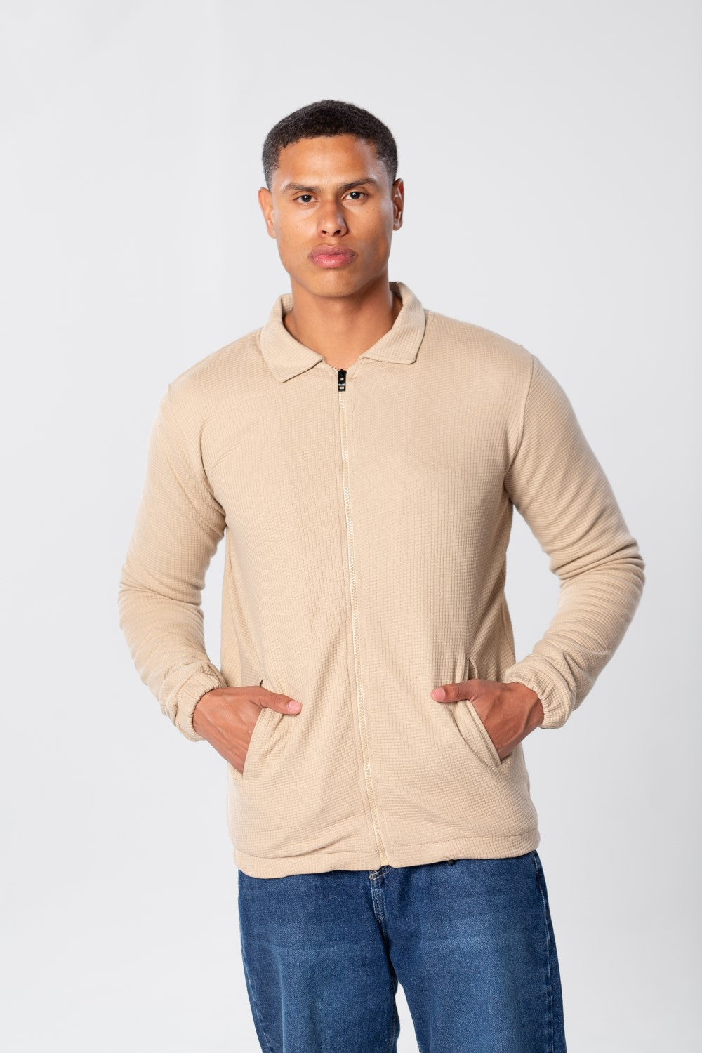 Men's Padded Jacket With Zippers And Front Pockets