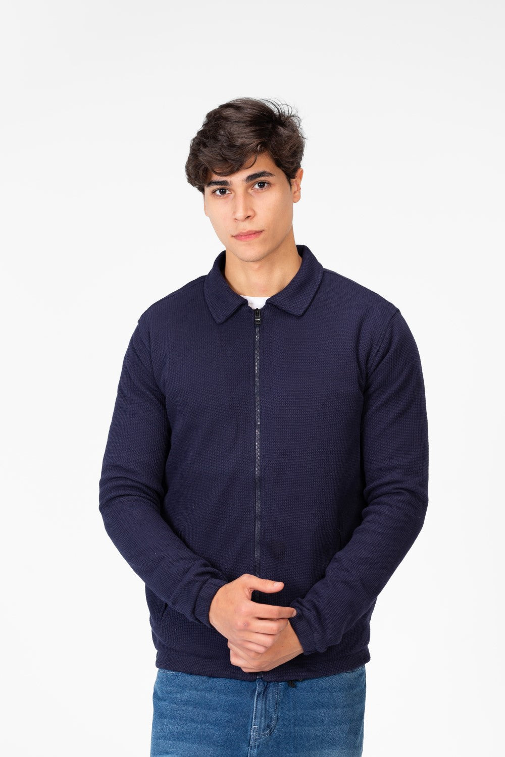 Men's Padded Jacket With Full Zippers And Pockets