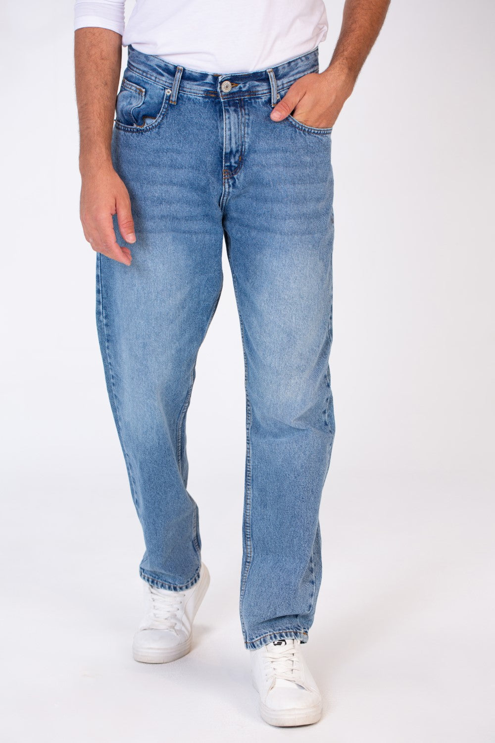 Mens Wide Leg Basic Jeans Pants for Everyday Wear
