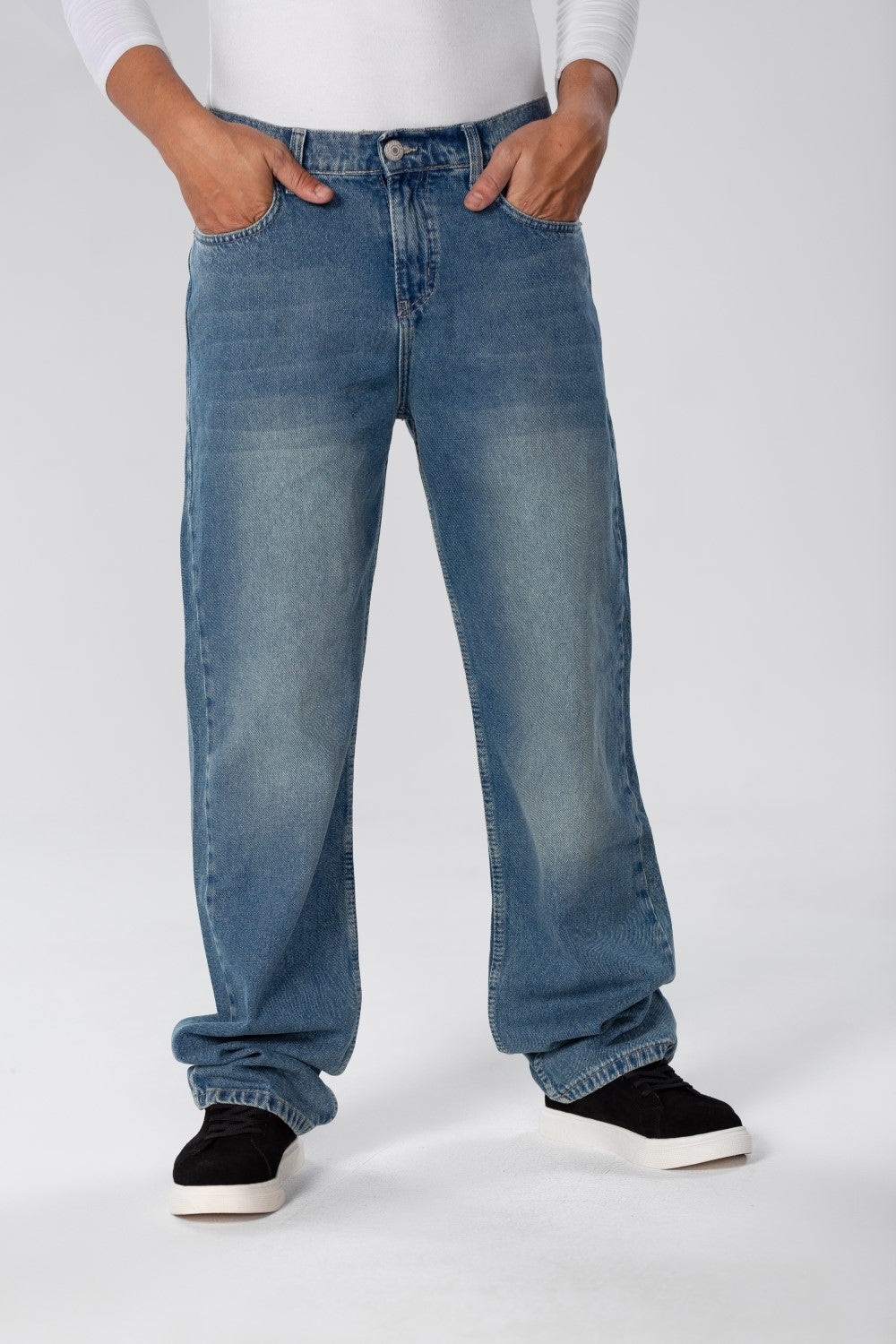 Men's Wide Leg Jeans Pants In Basic Colors