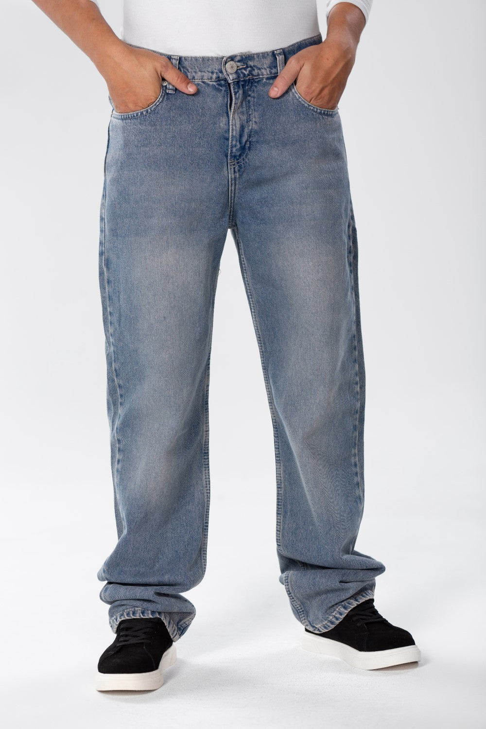 Men's Wide Leg Jeans Pants In Basic Colors
