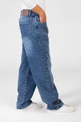 Men's Wide Leg Jeans Pants With Front Button Closure